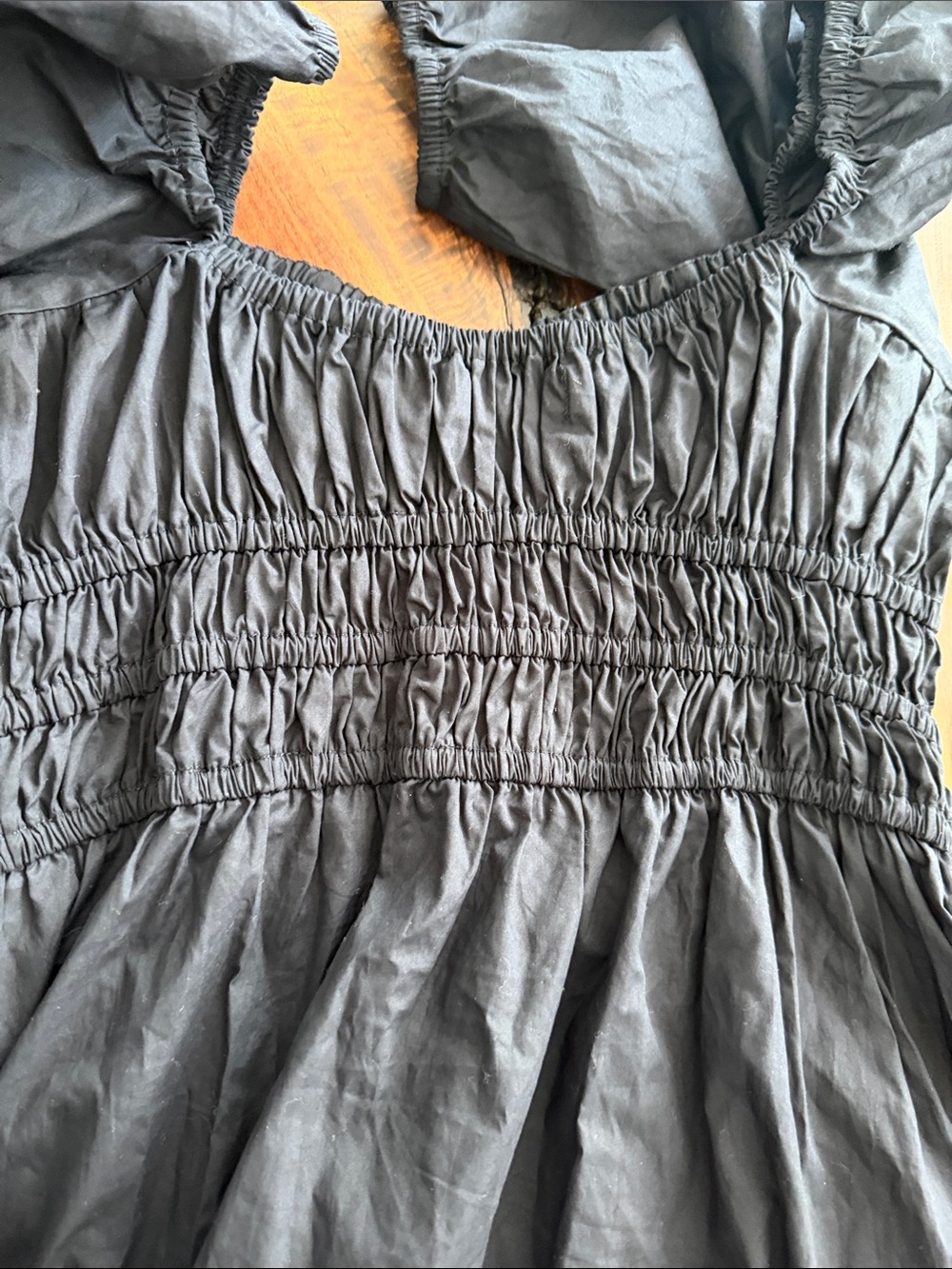 Faithful the brand Smocked Black Puff Sleeve Mini Dress - Picture 4 of 6